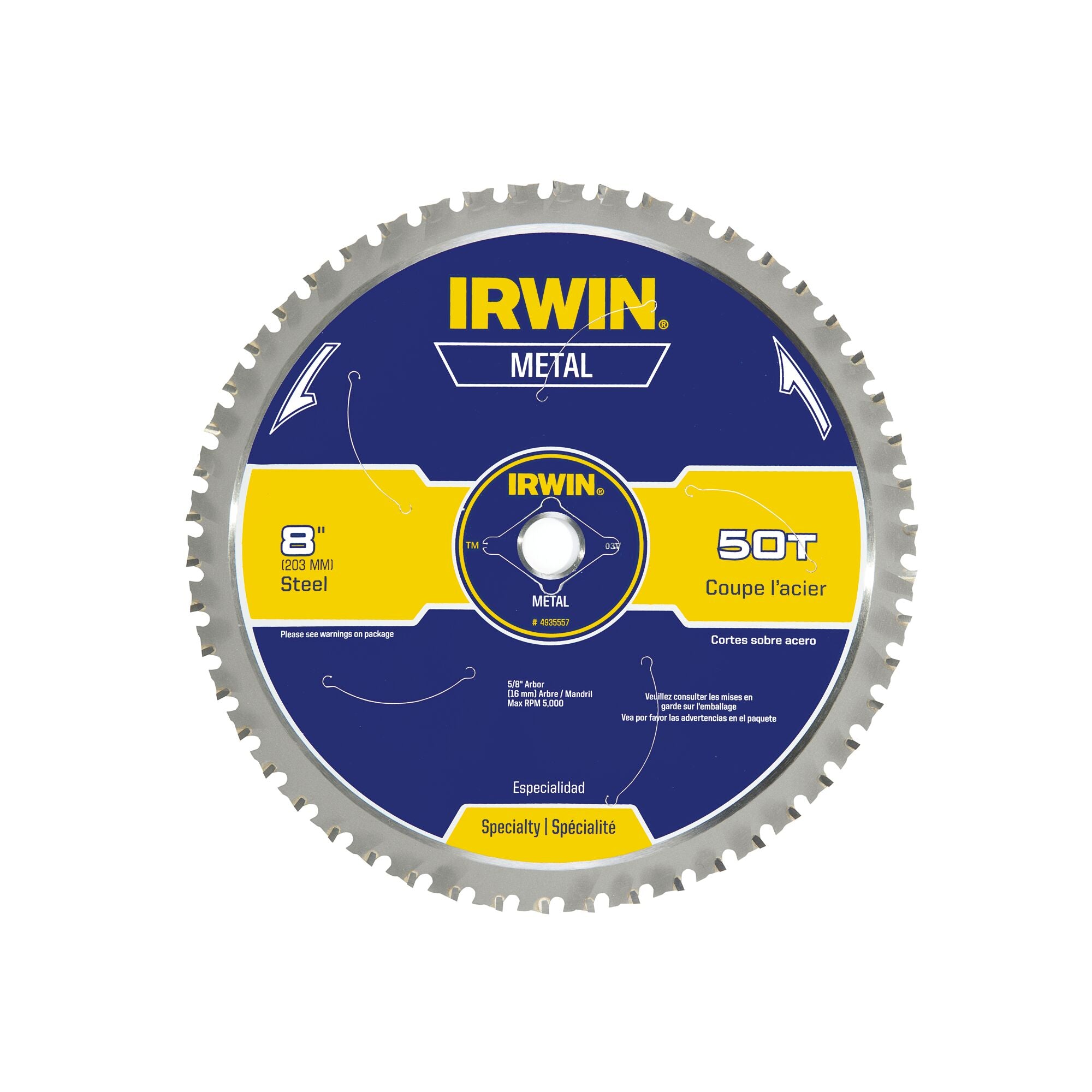 Irwin Circular Saw Steel Cutting Blade 8 50 Tooth 5 8 Arbor