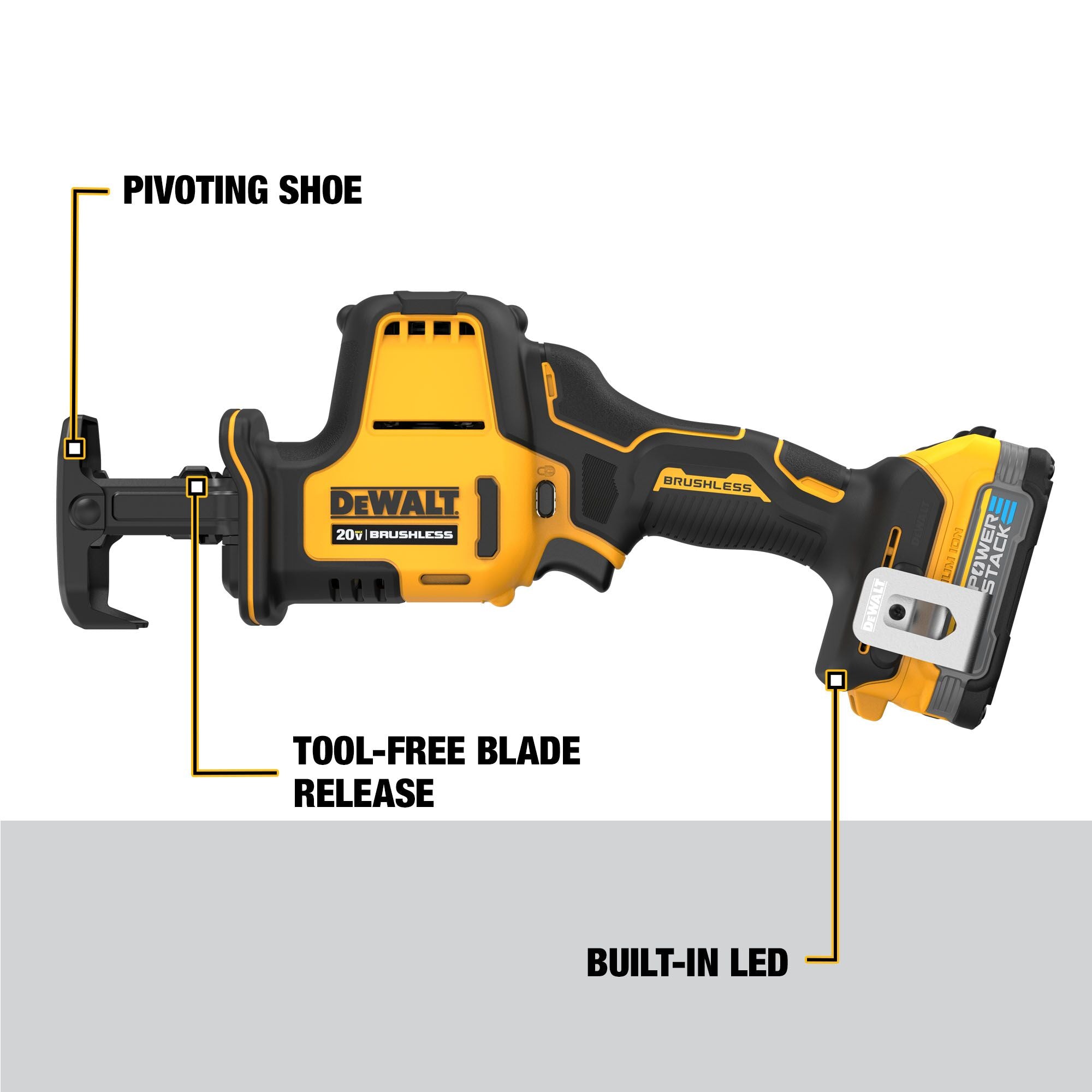 DeWALT DCS369B Reciprocating Saw Atomic 20 Volt Tool with Powerstack Battery and Charger