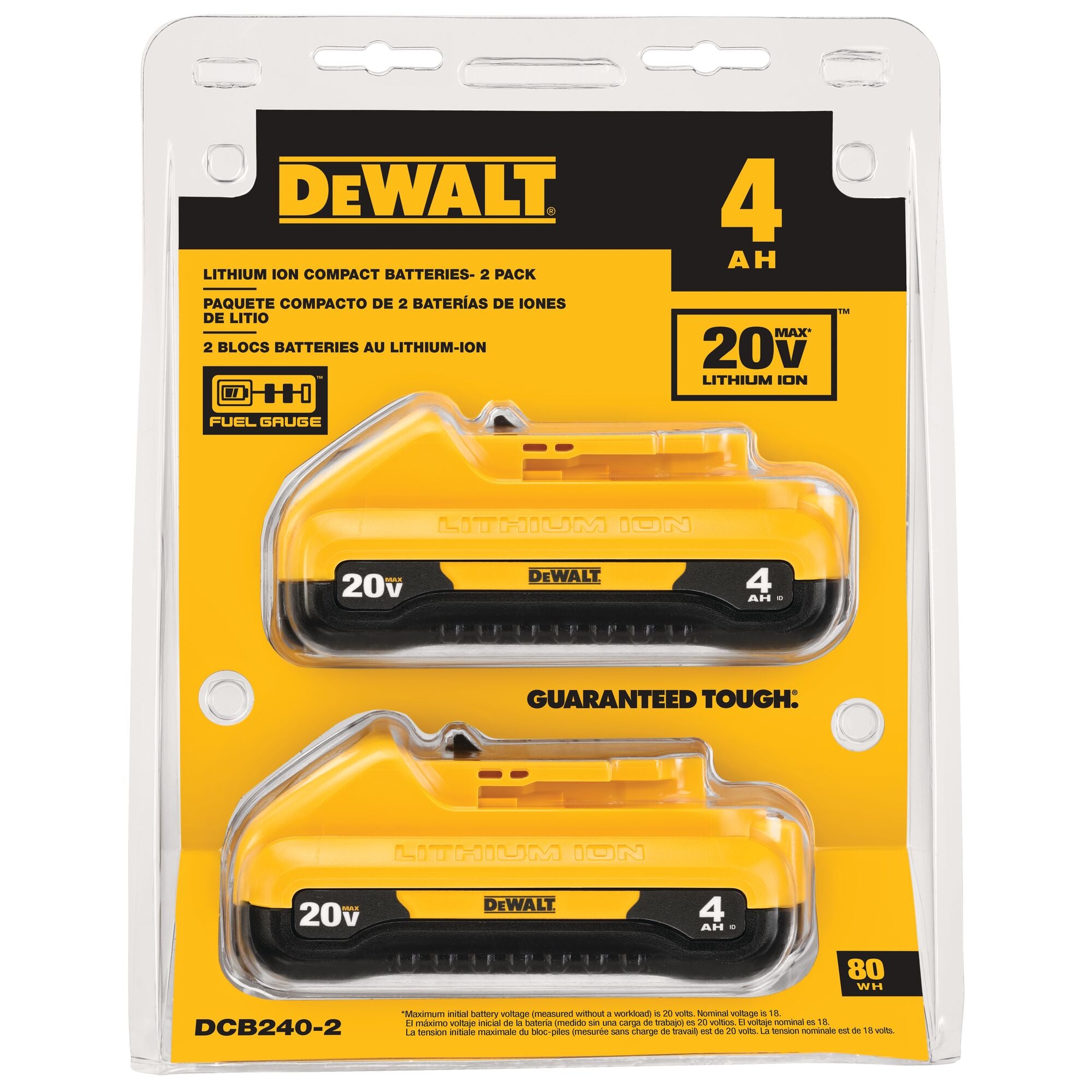 20 Volt XR DeWALT Batteries - 4aH 2 Pack