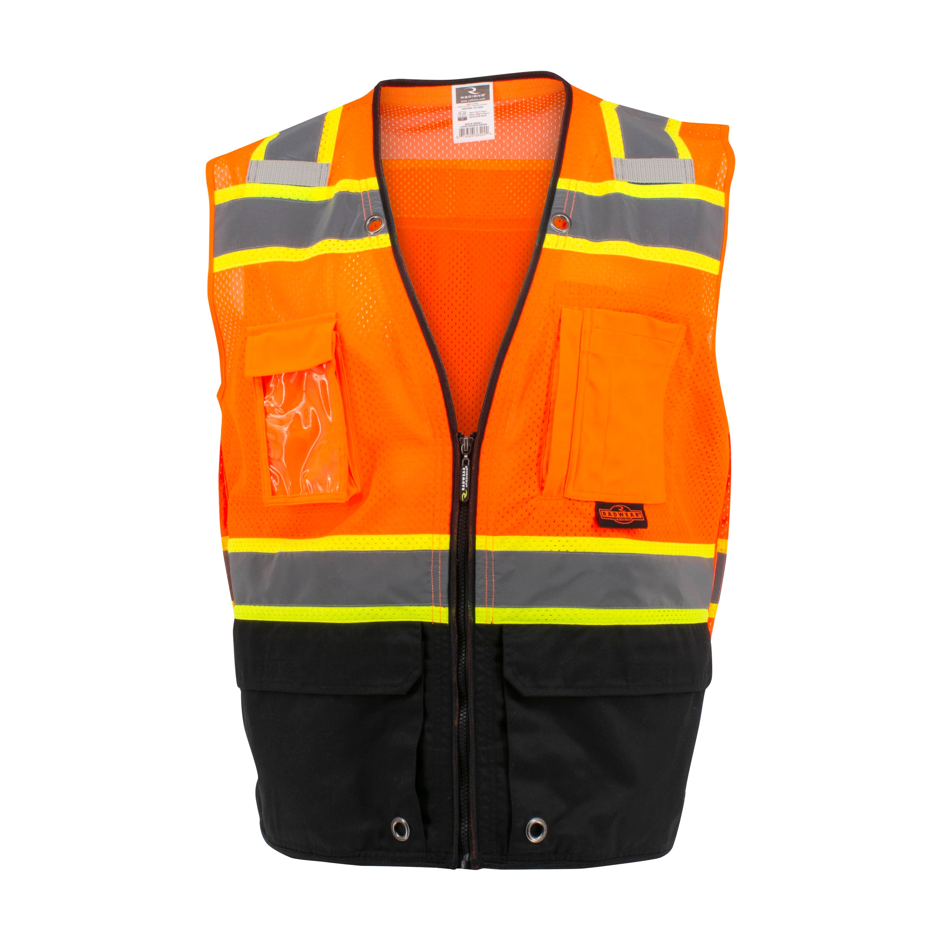 Radians SV51B-2ZOM Type R Class 2 Orange/Black Color-Blocked Mesh Safety Vest