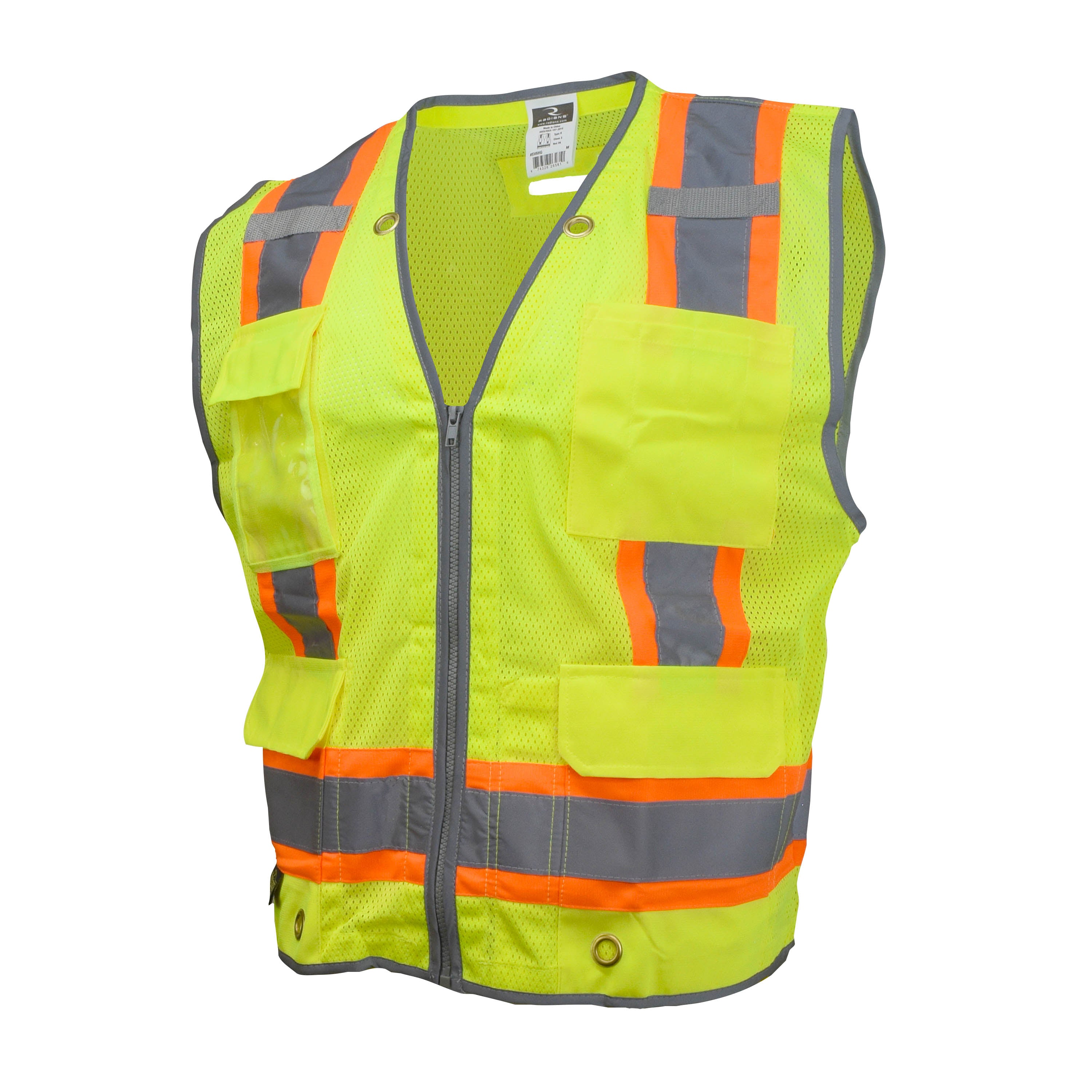Radians SV6H Type R Class 2 Heavy Duty Two Tone Mesh Surveyor Safety Vest + Solid Pockets