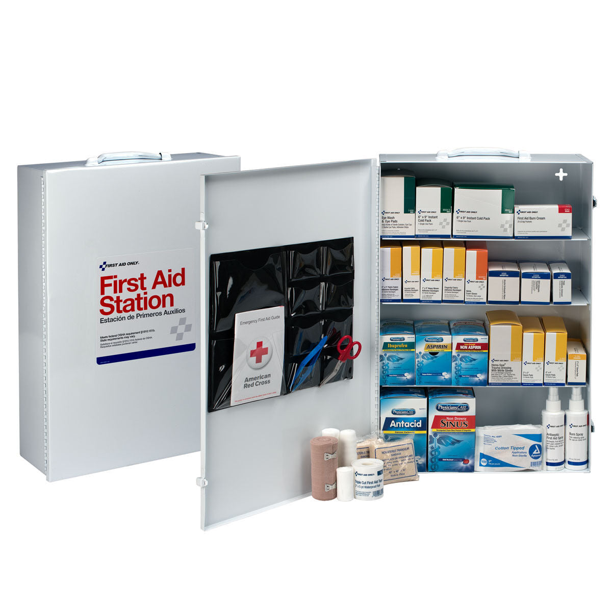 First Aid Cabinet 4 Shelf OSHA Compliant