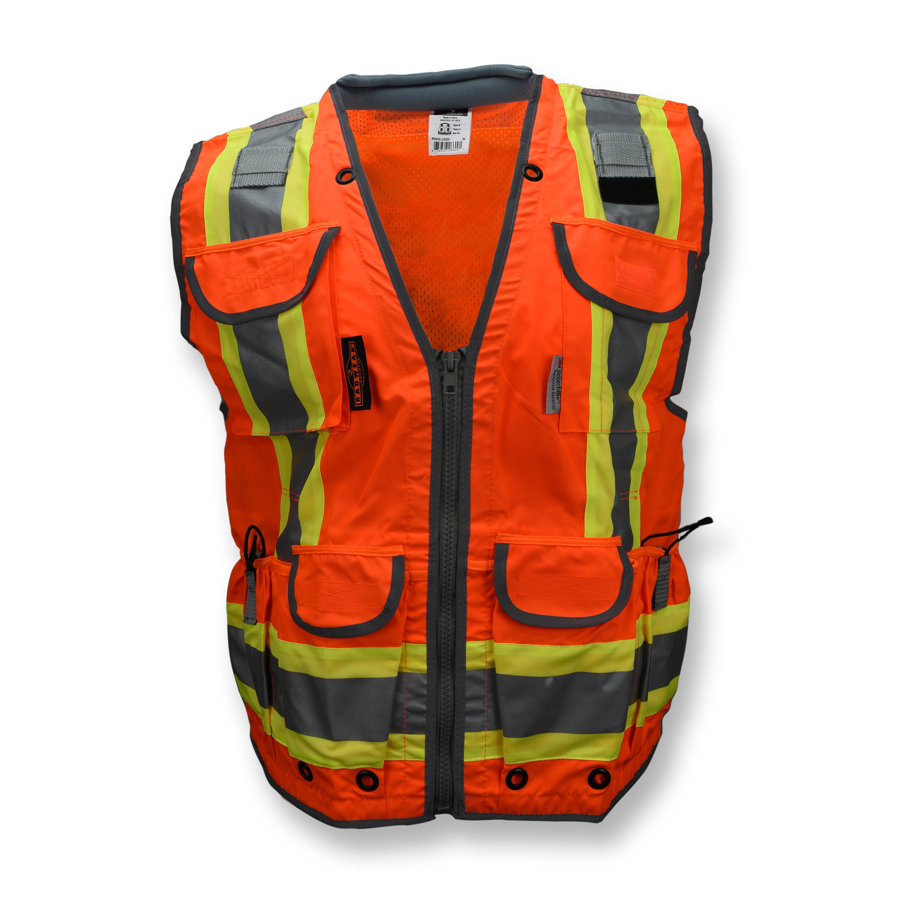 Radians SV55-2ZOD Class 2 Heavy Woven Two-Tone Orange Mesh Engineer Safety Vest