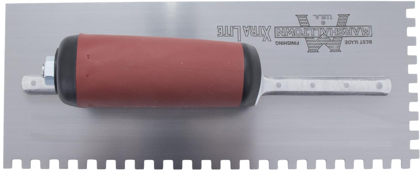 Marshalltown 15709 1/4" Square Notched Trowel 11" X 4.5" + DuraSoft Handle