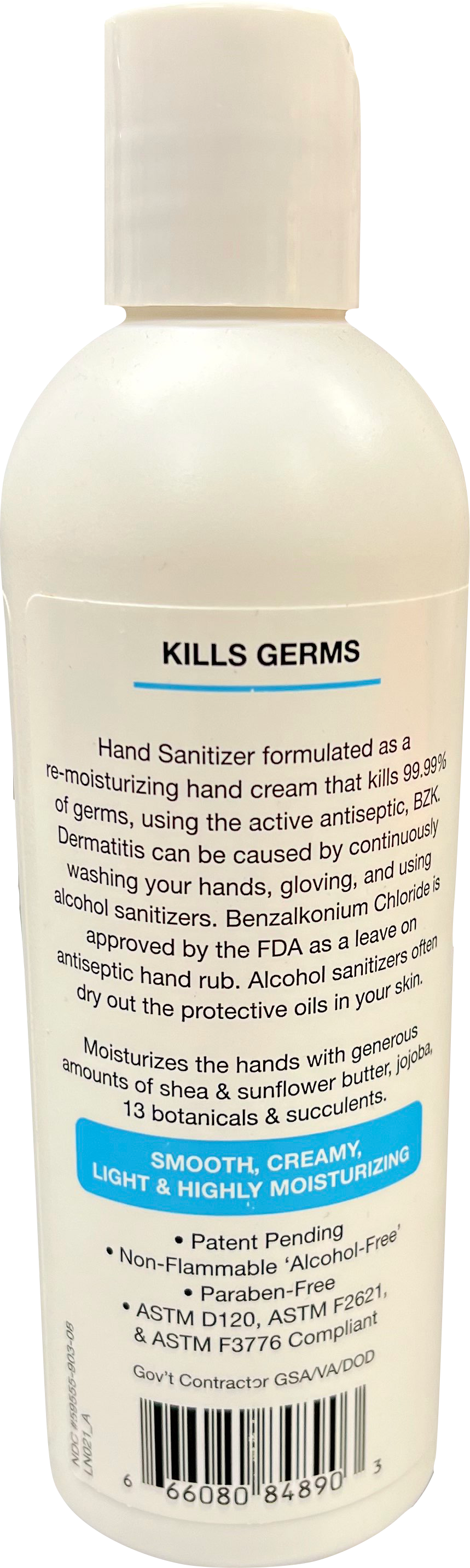 I.C. Hand Sanitizer Cream 8 Oz. Alcohol Free Moisturizes Hands